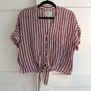 RAILS Striped Button-Front Tie Top